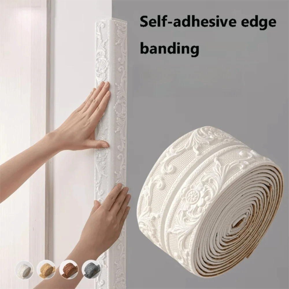 2.3 Meters/Roll Ceiling Decoration Strip Self-Adhesive Waterproof Wall Sticker 3D Foam Anti-collision Skirting Line Decor