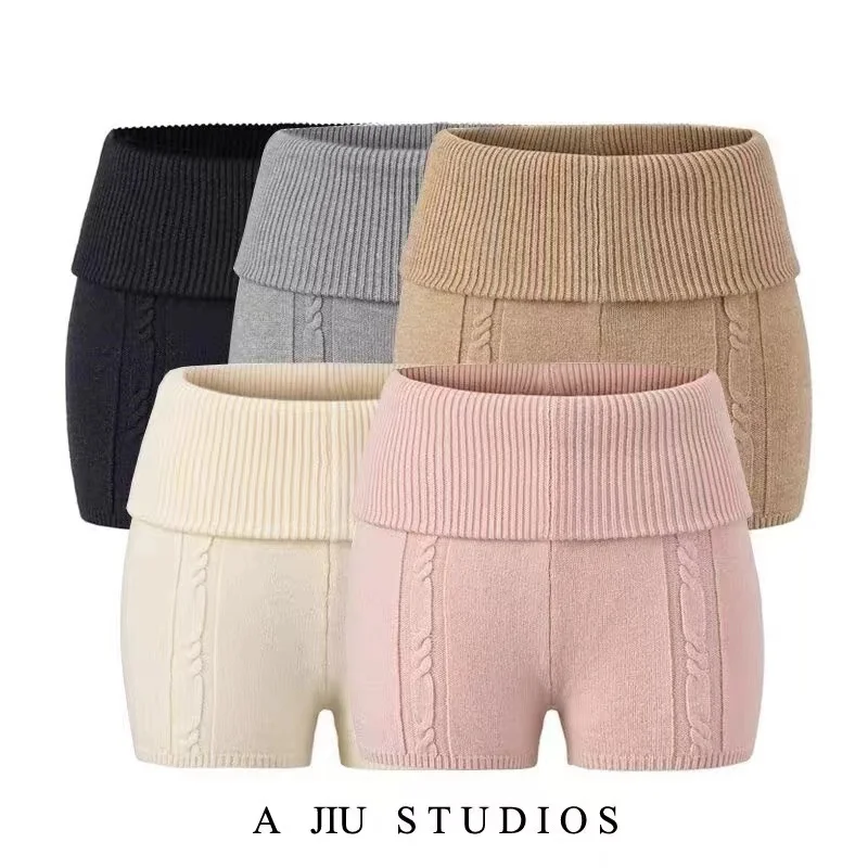 Mode Niedrige Taille Gestrickte Shorts Frauen Eingewickelt Shorts Hause Tragen Nachtwäsche Dünne Elastische Hot Pants