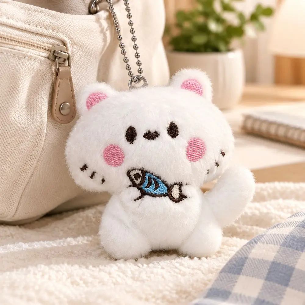 Fashion Soft Touch Cat Keychain Metal Clip Cartoon Cat Cat Bag Charm Hanging Cat Pendant Backpack Decoration