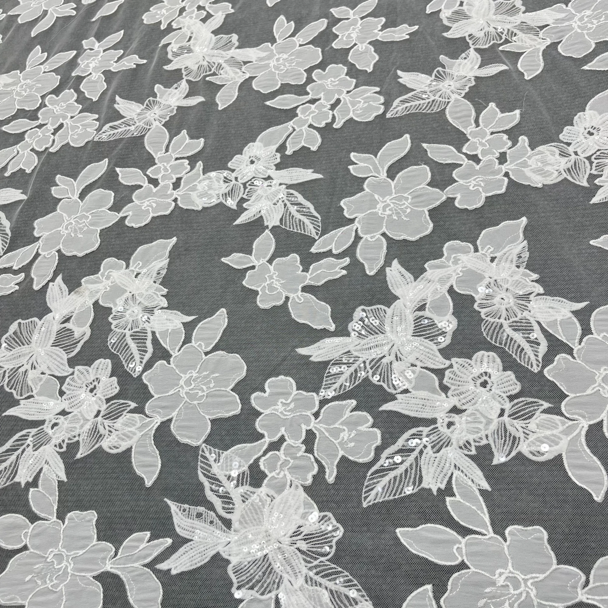 The New Exquisite Three-Dimensional Lace Hand-Embroidered Is Suitable For Wedding And Evening Dress Fabric Design