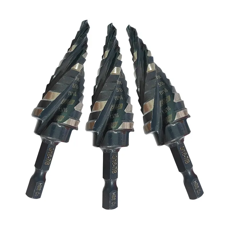 1PC British M35 High-speed Steel 3/16-7/8 Hexagonal Handle Black and White Step Drill Bit Metal Hole Opener Pagoda Drill Tool
