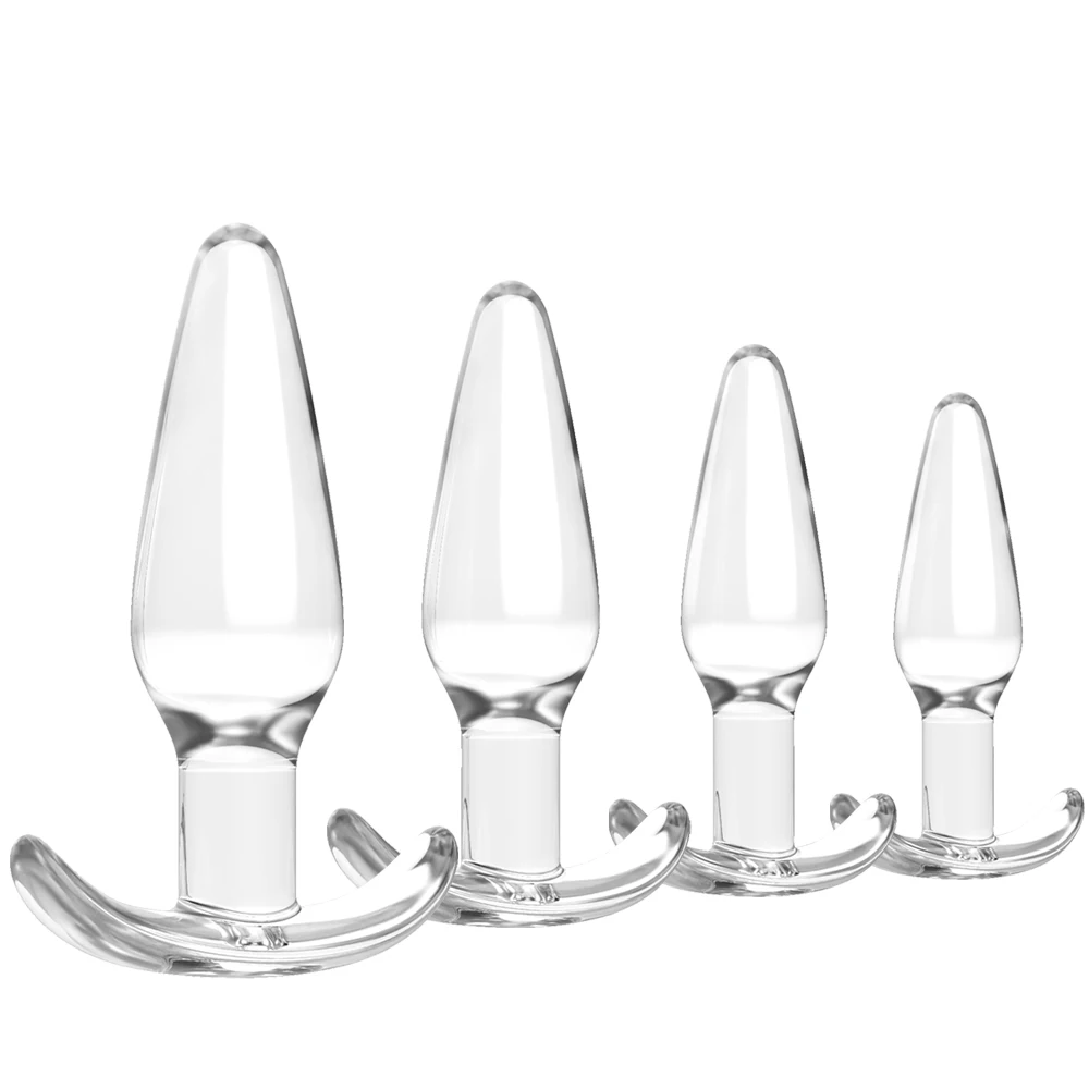 Tapón Anal transparente Unisex, 4 tamaños diferentes, productos para adultos, entrenador Anal, Juguetes sexuales para principiantes