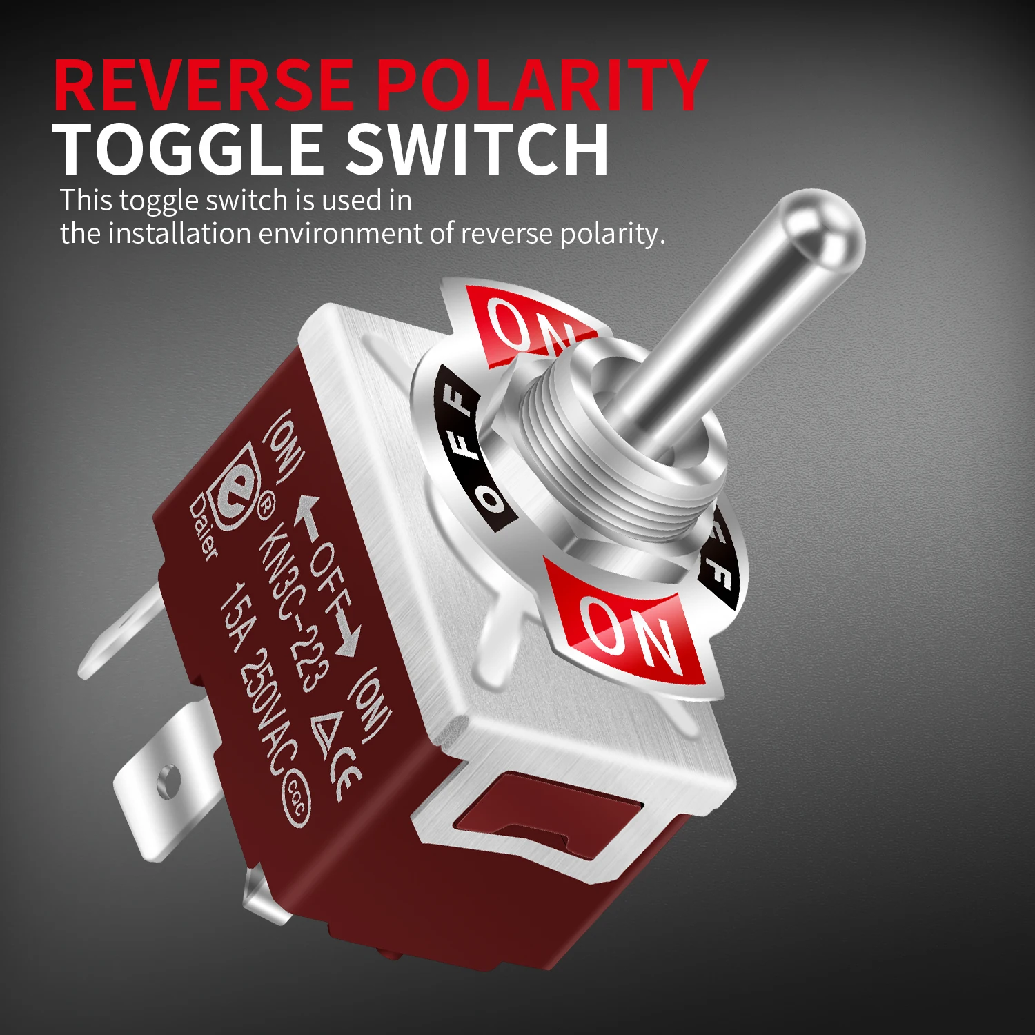 Waterproof Reverse Polarity Toggle Switch 12V 30A DC Motor Control RV Power Jack Momentary Switch (ON)-Off-(ON) DPDT 3 Position