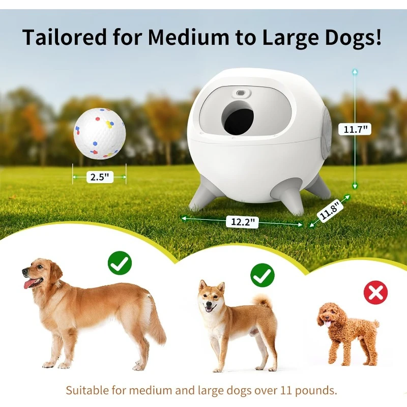 Dog Ball Launcher with 3Pcs Balls, Automatic Obstacle Avoidance Dog Ball Launcher Suitable for Medium & Large Dogs