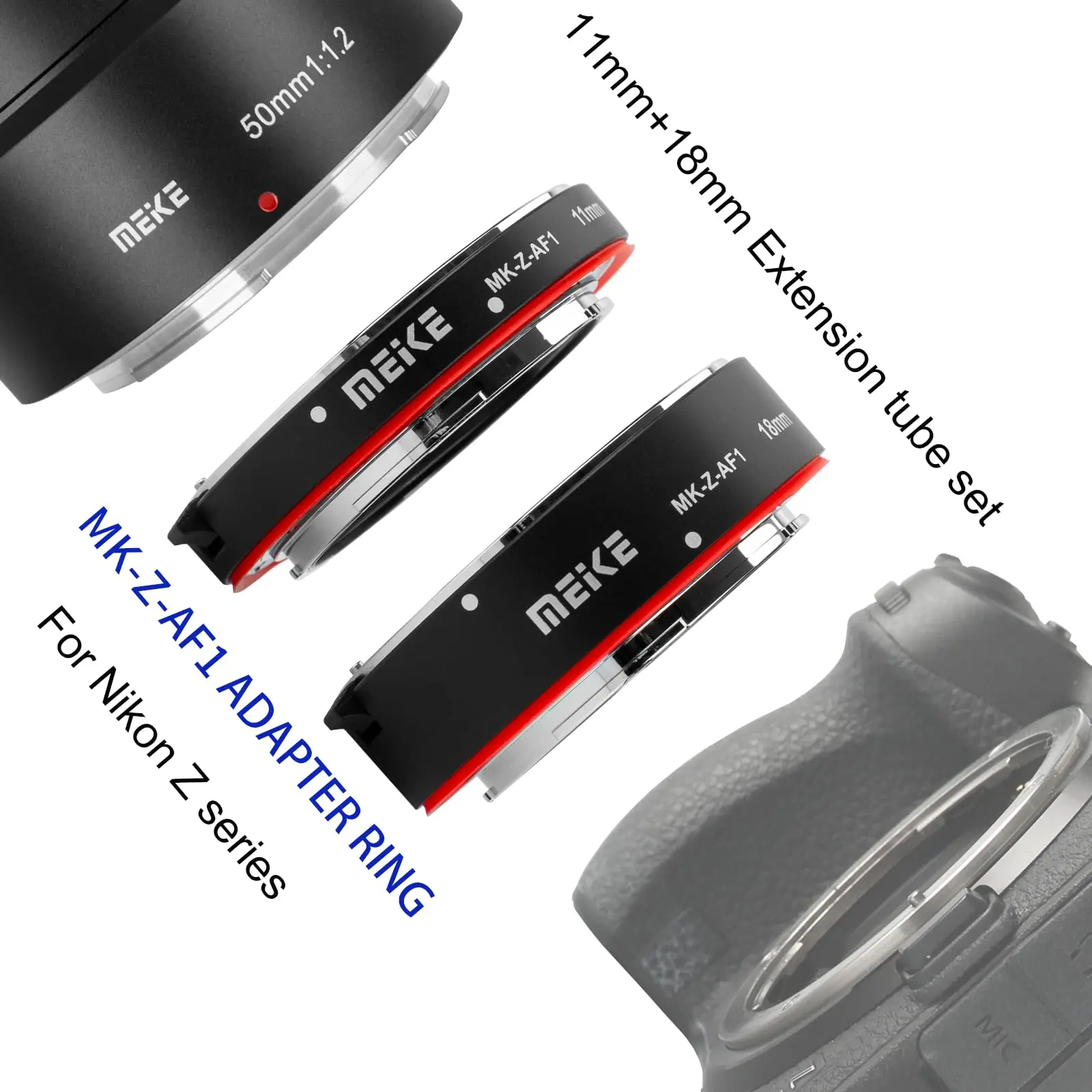 Meike MEKE MK-Z-AF1 11mm 18mm Full Frame Macro AutoFocus Extension Tube for Nikon Z Mount Series Cameras Z5 Z6 Z7 Z50 Z6II Z7II