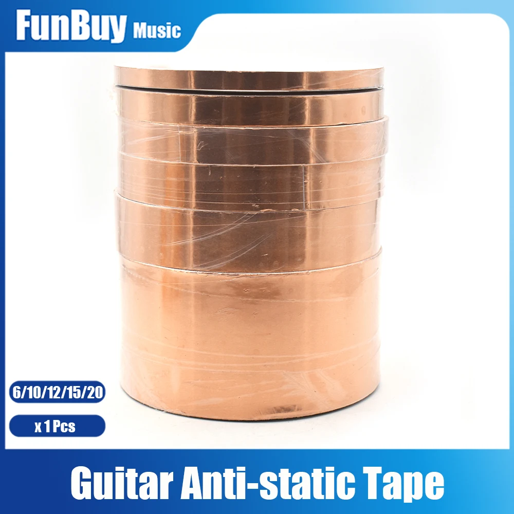 10m 6/10/12/15/20mm Single-sided Adhesive Conductive Copper Foil Tape Guitar Pickup EMI Shield Eliminate Anti-static Accssories