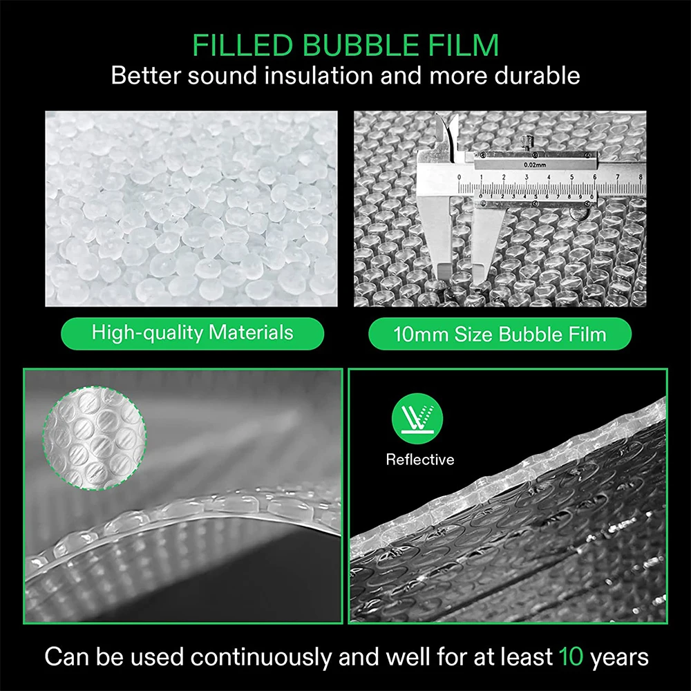 Double Bubble Reflective Foil Insulation Insulated Pipe Wrap Film Duct  for Weatherproof Attics Windows Garages