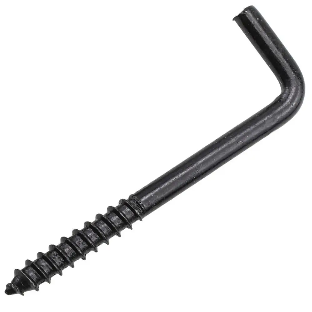 10 PCS Kitchen Steel L Shaped Hooks Spiral Black Screw in Ceiling Hooks Right Angle Seven Models Spiral Hanger Hook Cabinet
