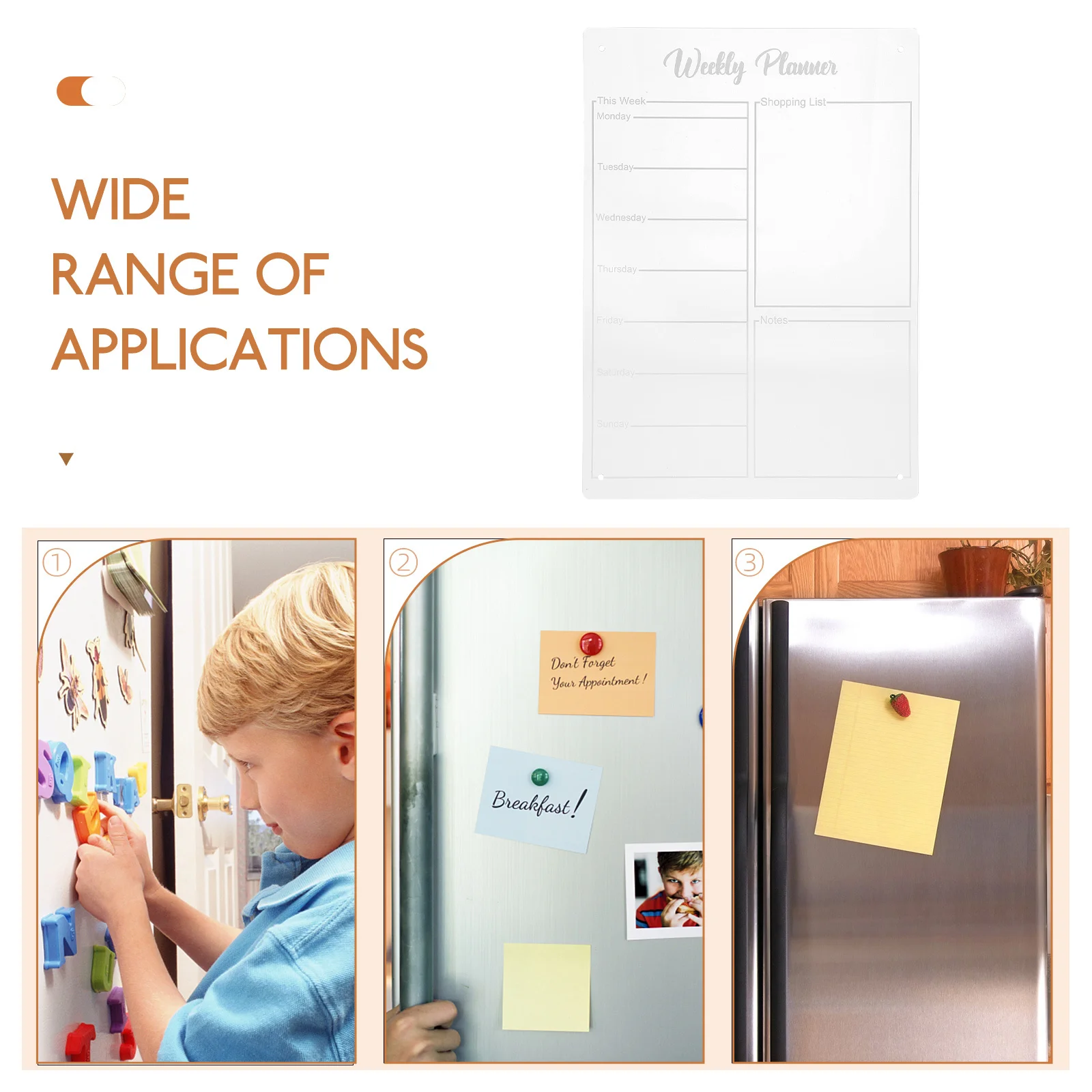 

Acrylic Magnetic Weekly Calendar Dry Erase Board Schedule Planner Fridge Organizer to Do List Kitchen Meal Planner