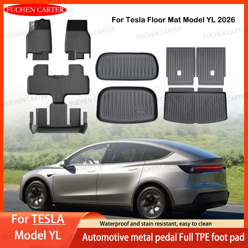 

Комплект ковриков для Tesla Model YL 2026: коврик в багажник, водонепроницаемый, противоскользящий, из TPE, для леворульных авто, аксессуары для автомобиля