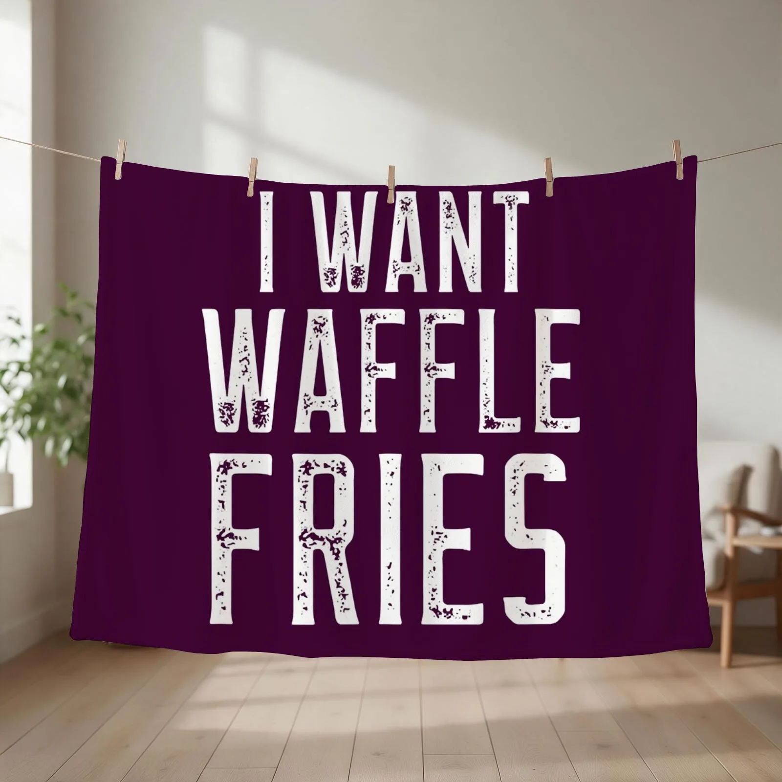 I Want Waffle Fries Throw Blanket couch cozy soft plush fuzzy picnic outdoor blanket