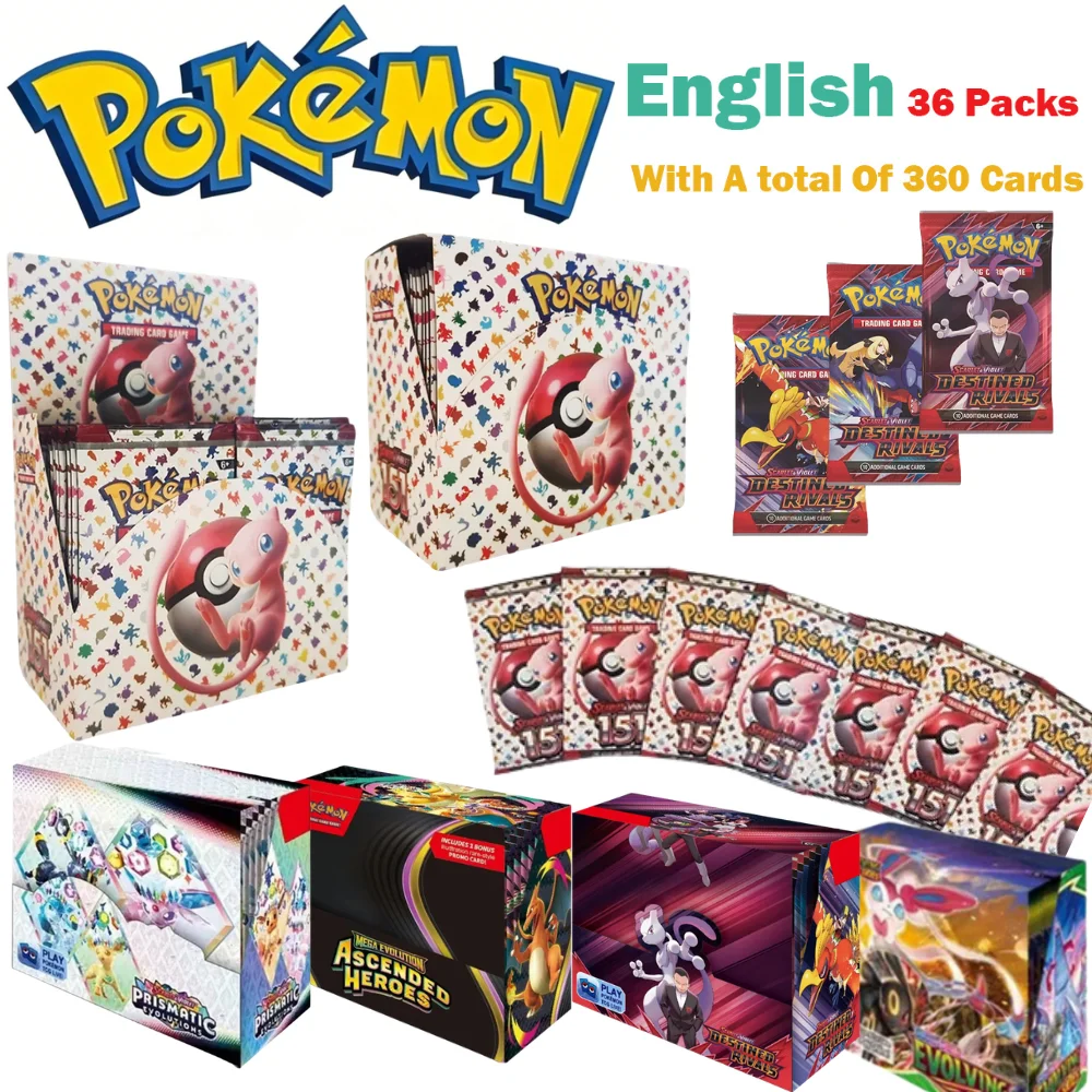 

English 360Pcs Pokemon Card Destined Rivals Prismatic Evolutions Scarlet Violet 151 PALDEAN Booster Battle Transaction Card