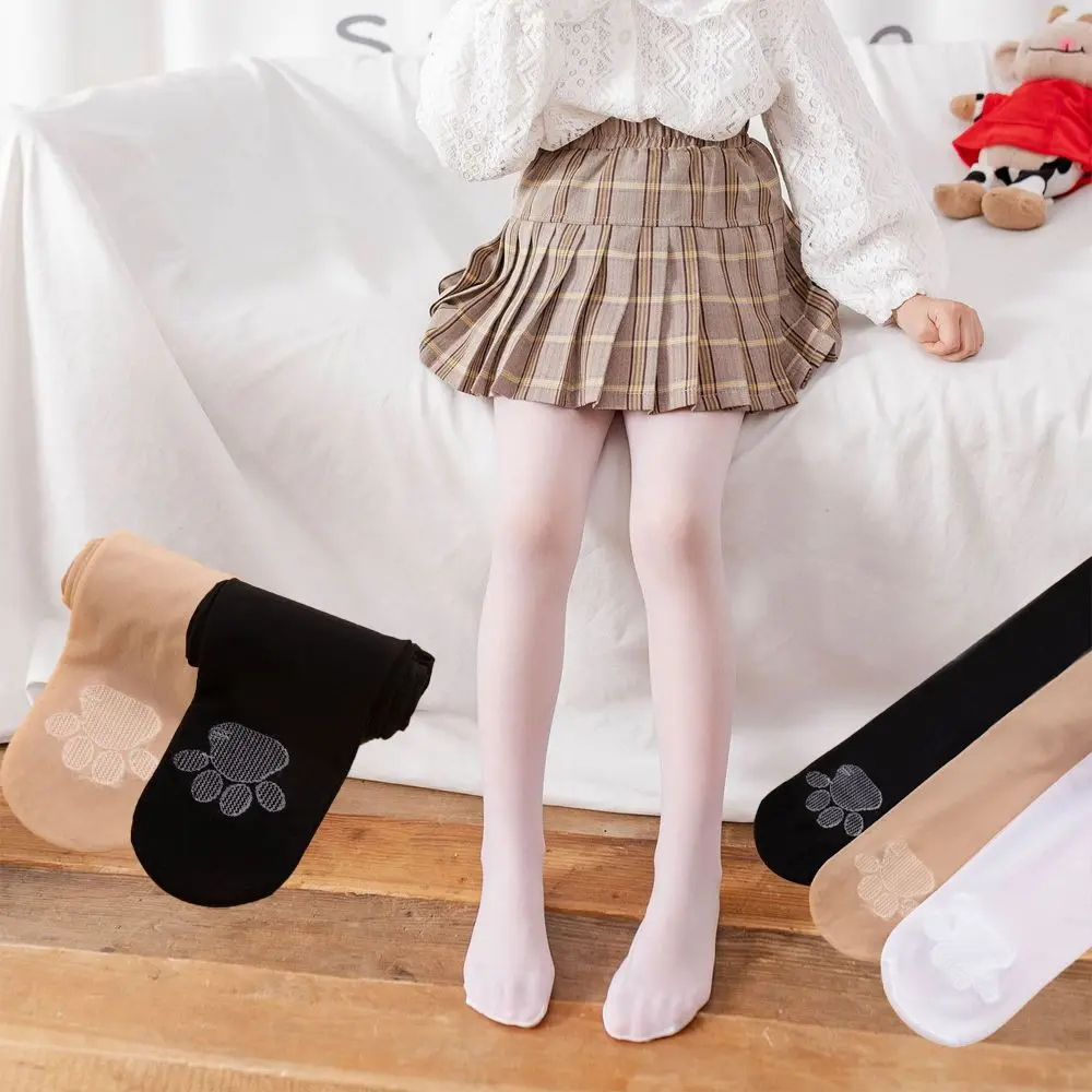 Transparent Sweet Breathable Summer For Girls Stretchy Cat Paw Stockings Silk Pantyhose  Tights