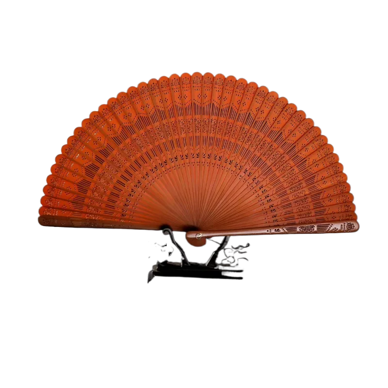 All Bamboo Carved Hollow Folding Fan with Floral Pattern for Cheongsam Gift Daily Fan Lightweight Portable Chinese Style
