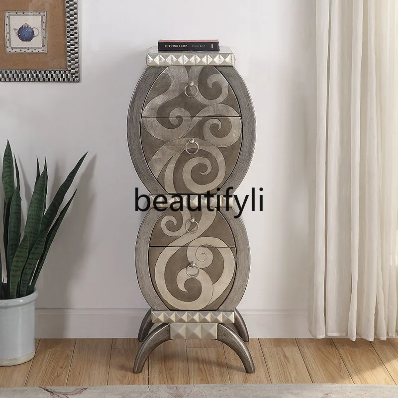

Light luxury chest living room villa silver foil jewelry cabinet jewelry cabinet Nordic bedroom chest of drawers