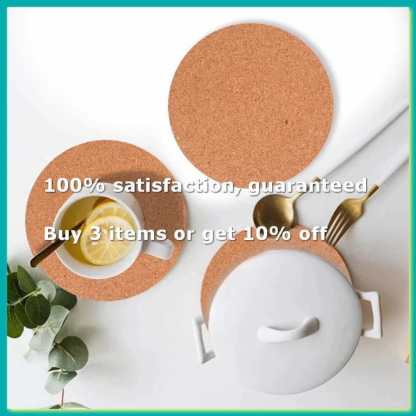 Self-Adhesive Cork Coasters,Cork Mats Cork Backing Sheets for Coasters and DIY Crafts Supplies (60 Pcs, Round)-DT30