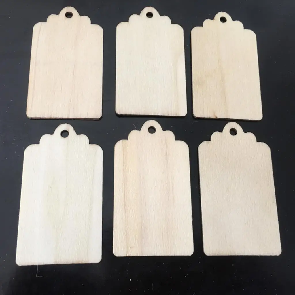 10 Pieces Unfinished Wood Tags Wooden Hanging Label for Wedding Party Favors Craft with String