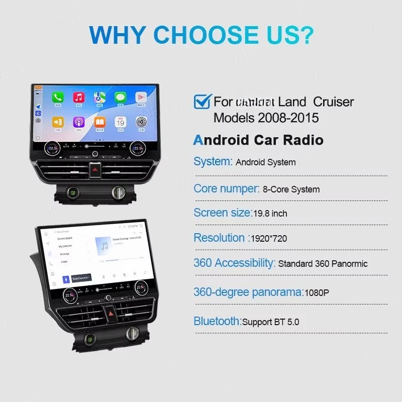 New Design 19.8'' Android Car Radio GPS Navigation for DVD Multimedia Player Touch Screen for-Toyota Land Cruiser