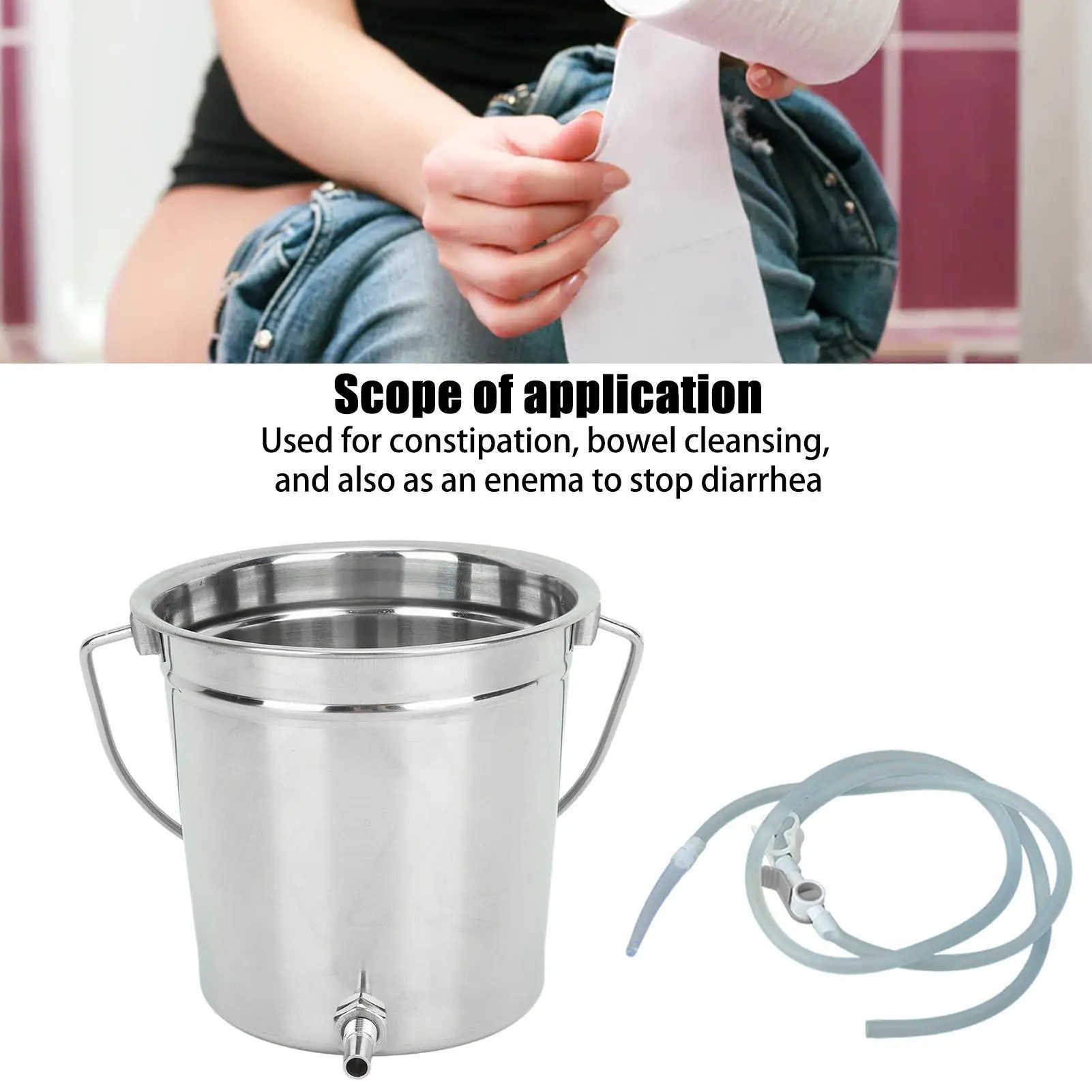 Stainless Steel Enema Bucket Kit for Colon Cleansing - Easy for home Constipation Relief & Health Maintenance