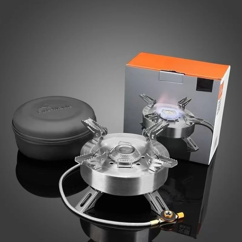 파이어 메이플 와일드파이어 2구 접이식 가스 스토브, 야외 캠핑 휴대용 버너, 물을 끓이고 차를 끓일 수 있는 주전자와 냄비