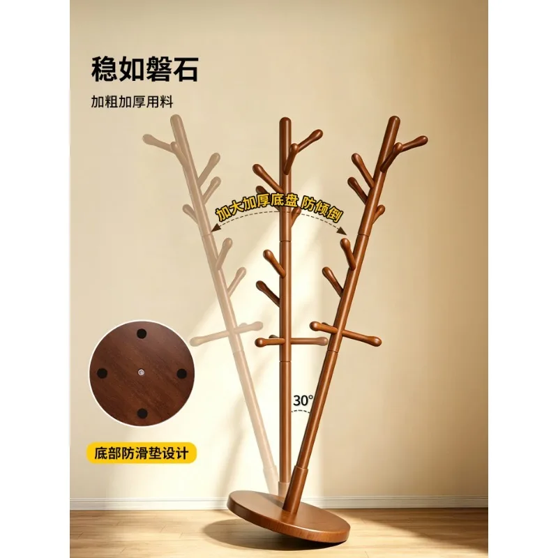 Solid Wood Freestanding Garment Rack Minimalist Bedroom Clothes Hanger Stand For Indoor Clothing Storage