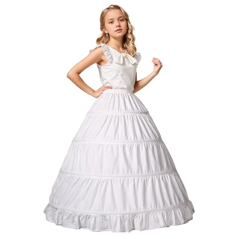 

Детская нижняя юбка-пачка из 100% хлопка, кринолин, для девочек, цвет светло-бежевый, под платье с цветочным узором