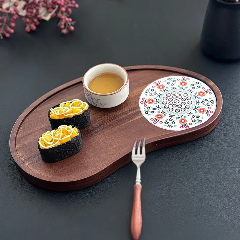 

Поднос для кофе из цельного дерева в японском стиле, небольшой поднос для сервировки чая, поднос для чашки с водой, ретро