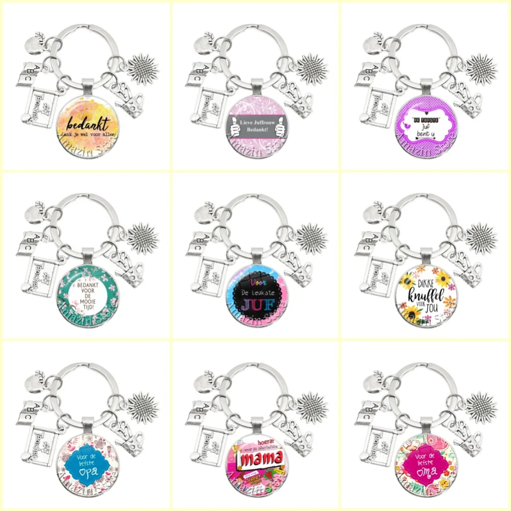 Llavero de 25 mm con accesorios para profesores, de cristal, con la frase 'Gracias, querida profesora', regalo para profesores, regalo de agradecimiento para profesores.