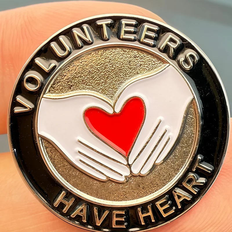 Volunteers Have Heart Flag Metal Soft Enamel Lapel Badge Pins Brooches