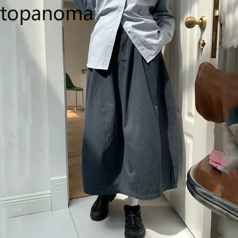 

Topanoma женские юбки с высокой талией, однотонная модная эластичная уличная одежда с высокой талией, длинная юбка с карманами, женская повседневная шикарная простая юбка