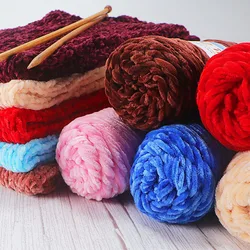 5PC 100g/Roll Velvet Yarn Polyester Blended Cotton Chenille Crochet Knitting Yarn Soft Yarn Thread Thick Scarf DIY Hand-Knitted