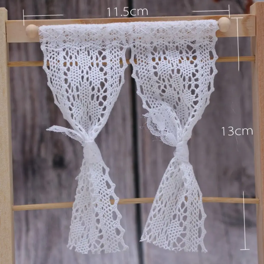 Lace Dollhouse Miniature Curtain OB11 1/12 Scale Dollhouse Decor Accessories Model Furniture 1:12 Doll House