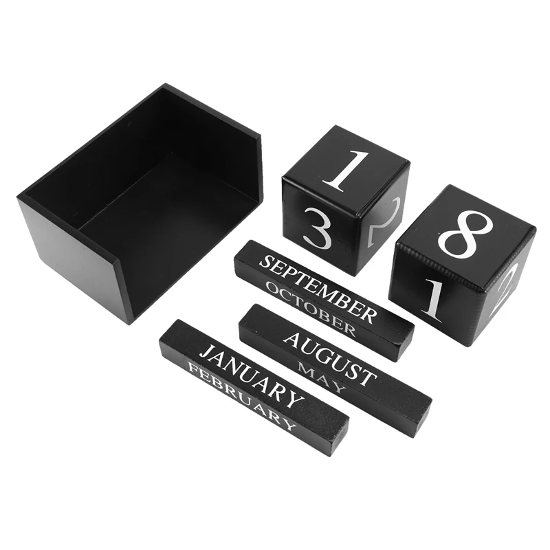 

Hot TTKK Wooden Perpetual Calendar Wooden Desk Block Calendar-Permanent Block Month Date Display Home Office Decoration