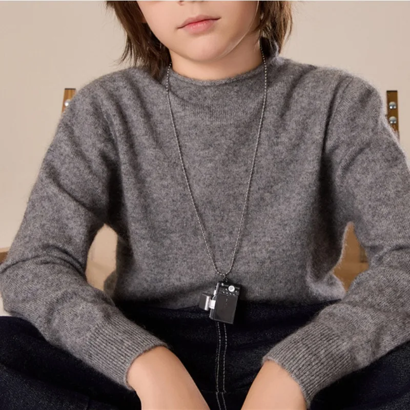 2-10T Toddler Kid Swetaer Boy Winter Clothes Mock Neck Knit Pullover Top Warm Knitwear Soft Infant Basic Sweater
