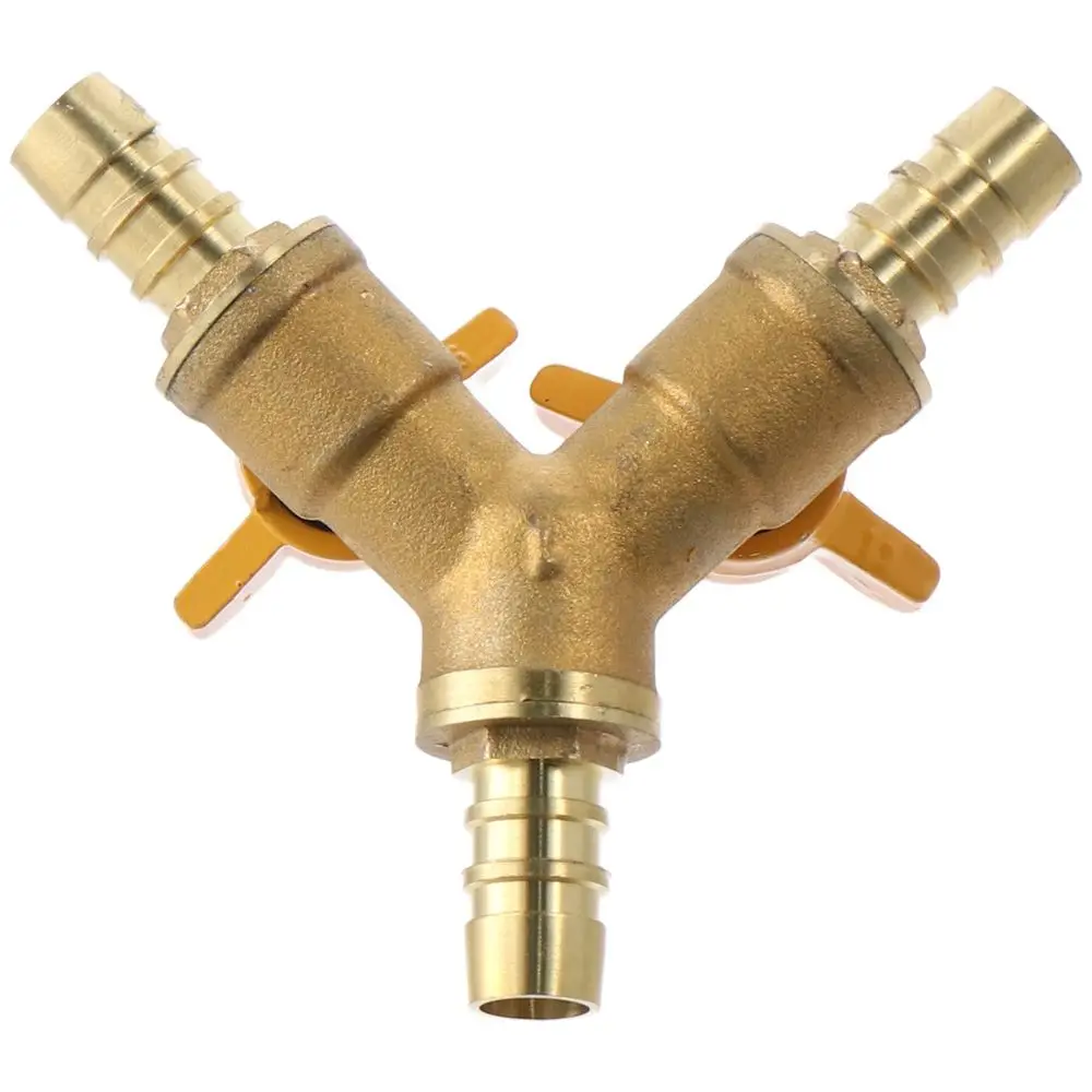 11mm Hose Barb Shut Off Ball Valve Durable 2 Switch Brass Ball Valve Adapter 3 Way Y Shaped Valve Fuel Gas Water Oil