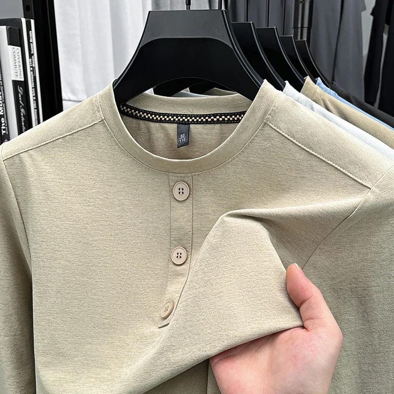 Men's Fashion Henley Neck Sweatshirt With Button Detail Soft Fabric For Daily And Leisure Activities