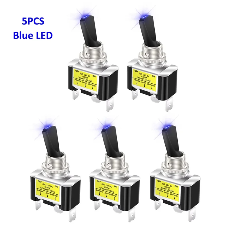 

ABVA-синий металлический тумблер со светодиодной подсветкой, 12 В, 30 А, 3-контактный кулисный переключатель SPST для тяжелых условий эксплуатации, монтажное отверстие 12 мм