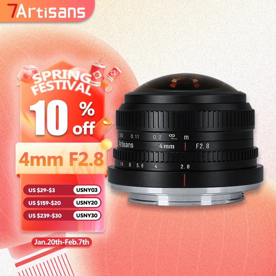 7artisans 4mm F2.8 Ultra Wide Angle Circular Fisheye Lens for Camera Photography with Lightweight Design E X M43 Mount A7RIII