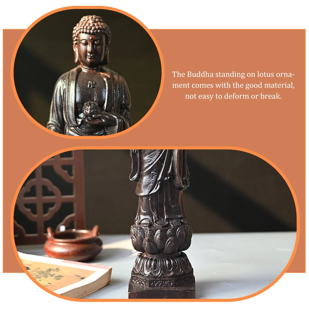 

Wood Buddha Statue Standing On Craft For Home Office Temple Decor Small Buddha Statues Wood Craft