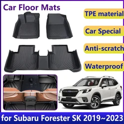 TPE Car Floor Mat For Subaru Forester SK 2023 Accesories 2019~2022 2021 Waterproof Universal Leather Foot Pad LHD Carpet Cushion