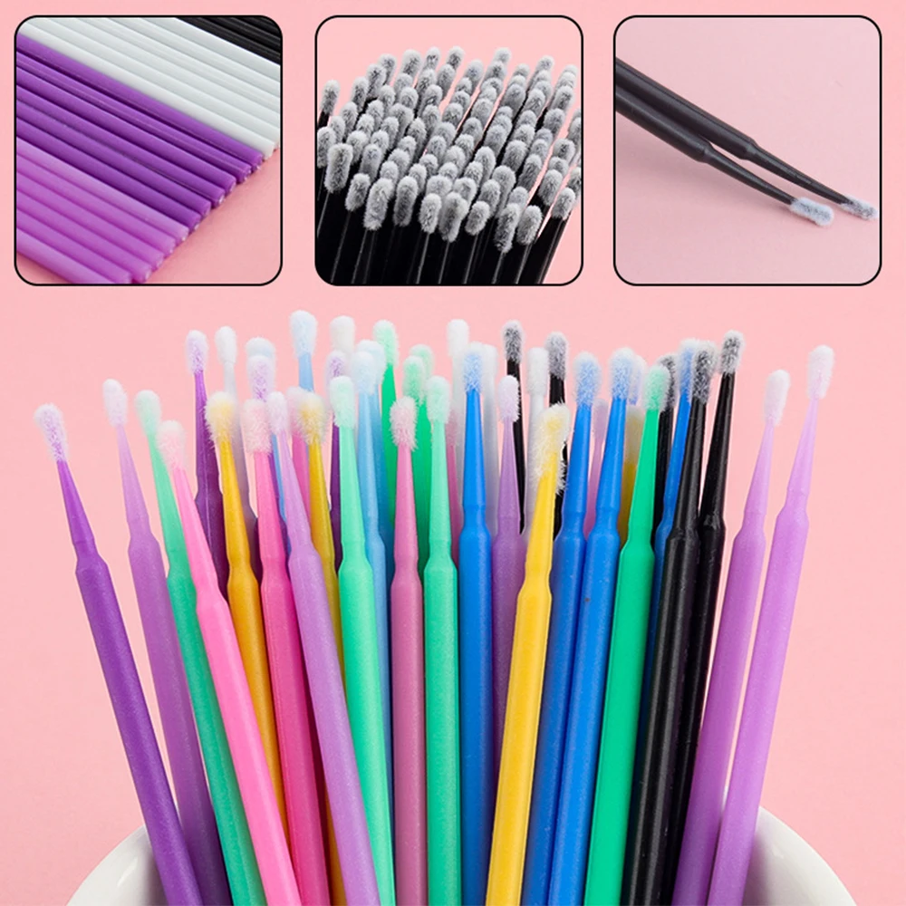 500/1000PCS Disposable Eyelash Brushes Crystal Swab Microbrushes Eyelash Extension Tools Grafting Lash Removing Applicators