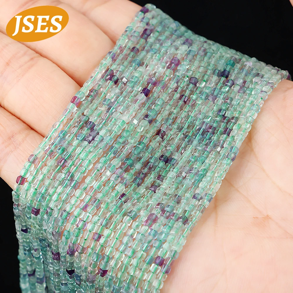 

JSES 2.5MM Natural Colorful Fluorite Cube Faceted Beads Loose Stone Small Tiny Seed Beads For Jewelry Making DIY Bracelet Charms