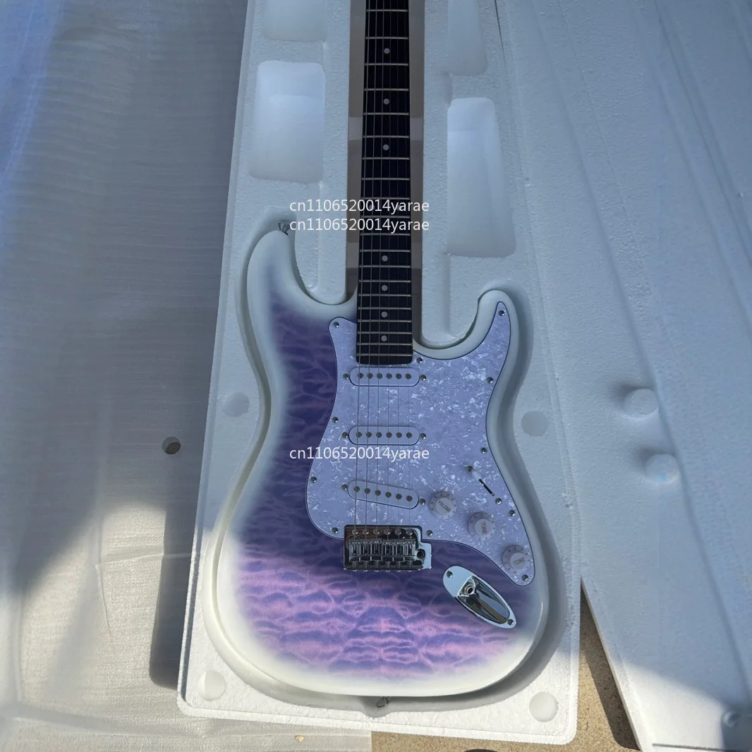 

Электрогитара Factory Snow Night с эффектом постепенной смены цвета, фиолетовый ледяной цветок, одинарная/двойная, высококачественная электрогитара