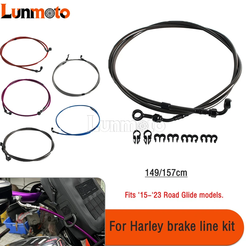 

Motorcycle Extended Brake Line Kit 58" 62"Stainless Braided For Harley Road Glide Special Ultra CVO ST FLTRXSE FLTRUSE 2015-2023