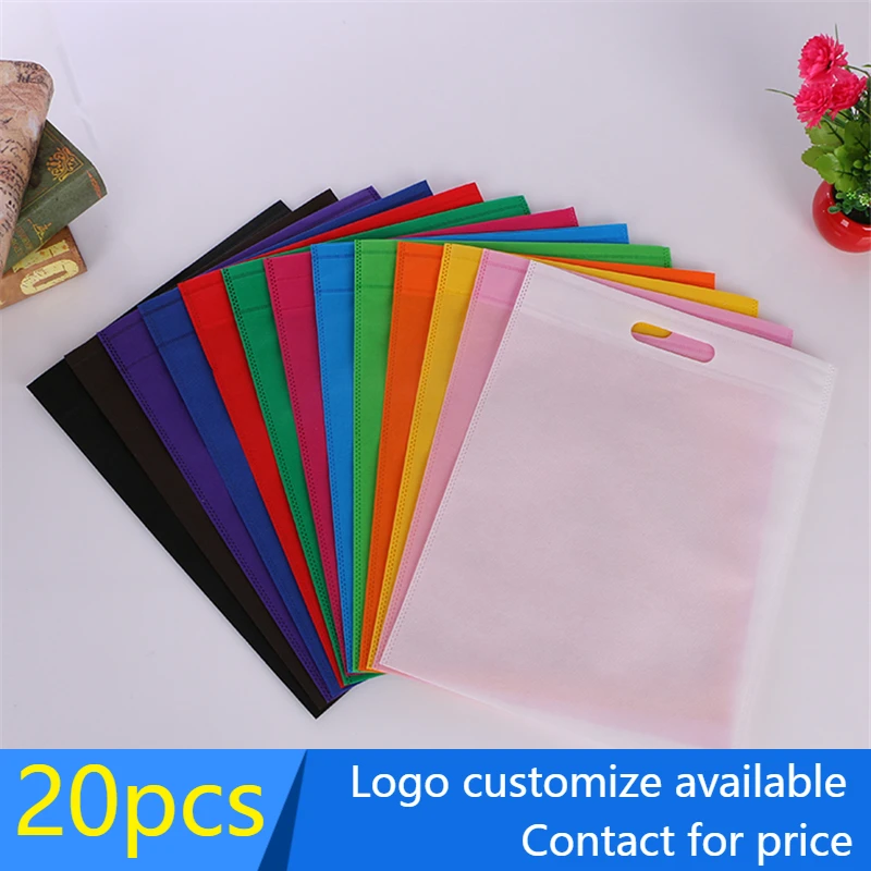 20 Pieces Non Woven Bag Shopping Bags Recycled Ecobag Blank Tote Bag Tote Bags Custom Make Printed Logo