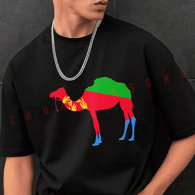 

Eritrea Camel Flag Men's Fashion T-shirt Casual Trendy Tshirts For Summer Comfortable Short Sleeve Tops