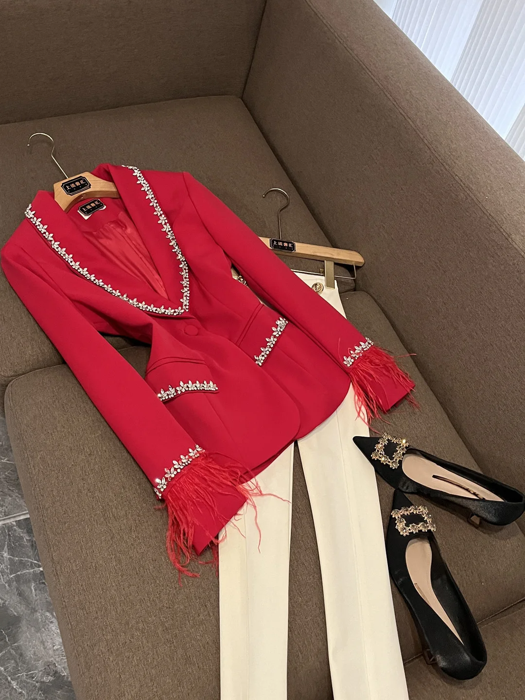 Ele الماس جزءا لا يتجزأ من المرقعة مربوط صدرية فاخرة الوجه طوق تصميم الخريف جديد وصول المرأة Busin البدلة