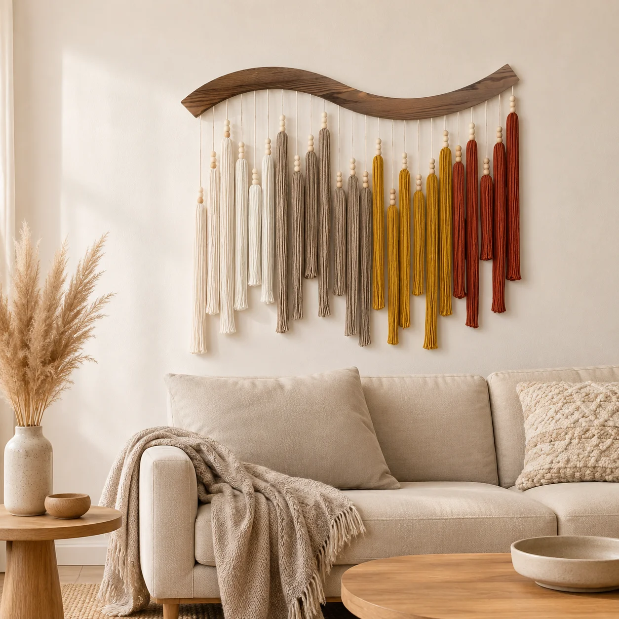 70x80cm Macrame Wall Hanging Tapestry Woven Tassel Boho Nordic Green Wall Art Bedroom Living Room Backdrop Room Decoration