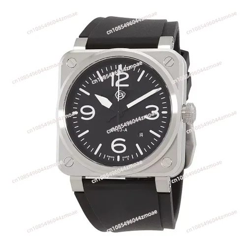 

Men Automatic Mechanical Watch Bell Brown Leather Black Ross Rubber 46mm Large Dial Men for Watches