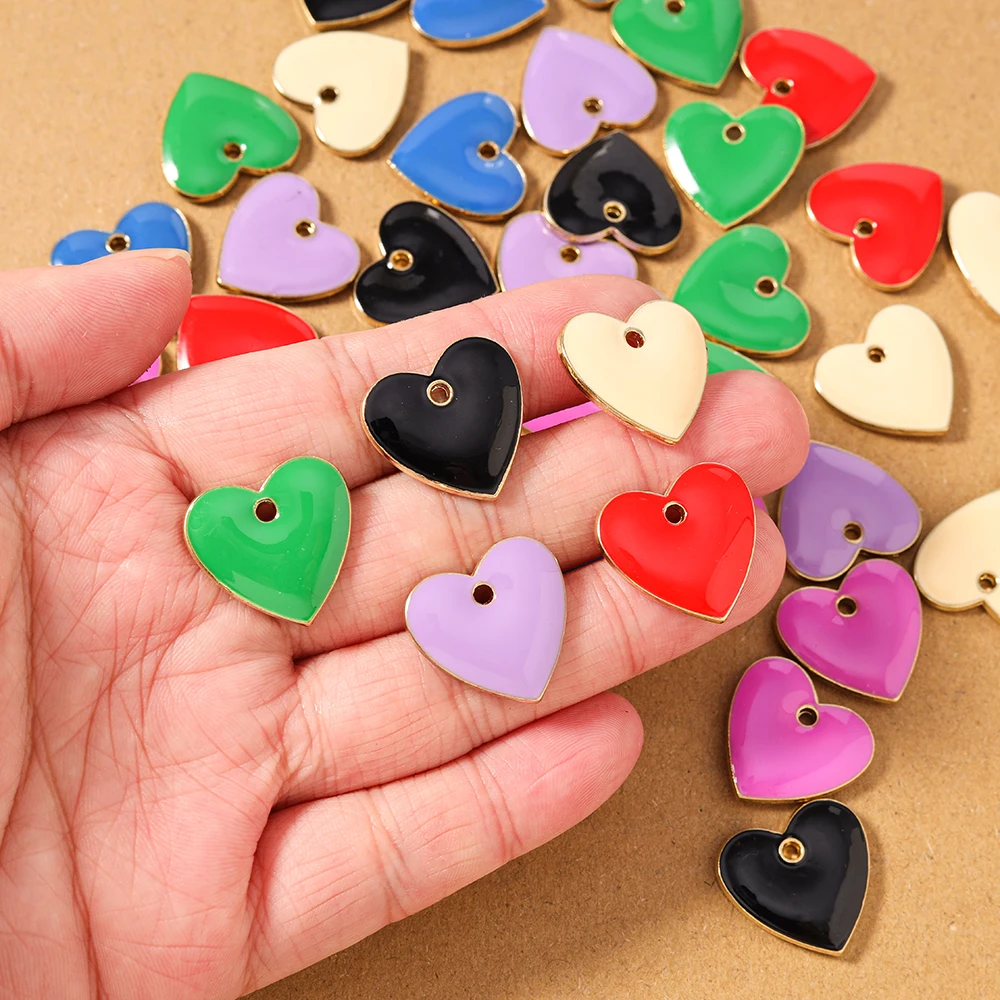

10pcs Cute Enamel Love Heart Charms Pendants for Jewelry Making Necklace Earrings Bracelet DIY Handmade Accessories Supplies